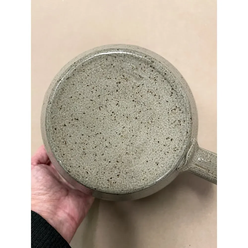 Salt City Pottery 1997 Handmade Stoneware BatterBowl Cobalt Blue Salt Glaze Grey
